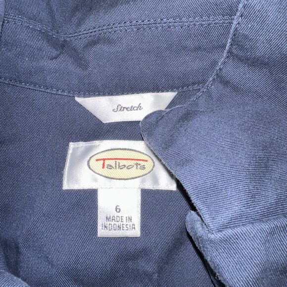 Talbots Women Navy Blue Long Sleeves Button Cotton/Spandex Jacket Size 6 - Picture 2 of 8